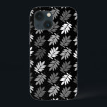 Elder Leaf Pattern Black White Grey<br><div class="desc">Elder tree leaf silhouette in a surface pattern design with grey and white detail on a black background.</div>