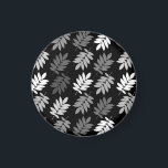 Elder Leaf Pattern Black White Grey Magnet<br><div class="desc">Elder tree leaf silhouette in a surface pattern design with grey and white detail on a black background.</div>