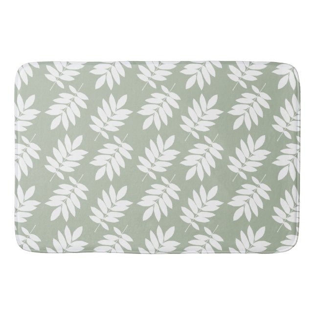Elder Leaf Pattern White on Green Badrumsmatta (Framsidan)