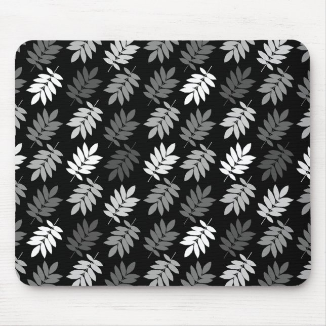 Elder Leaf Rpt Pattern Black White Grey Musmatta (Framsidan)
