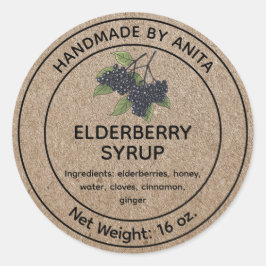 Elderberry Syrup Sylt Burk etikett Kraft Papprare