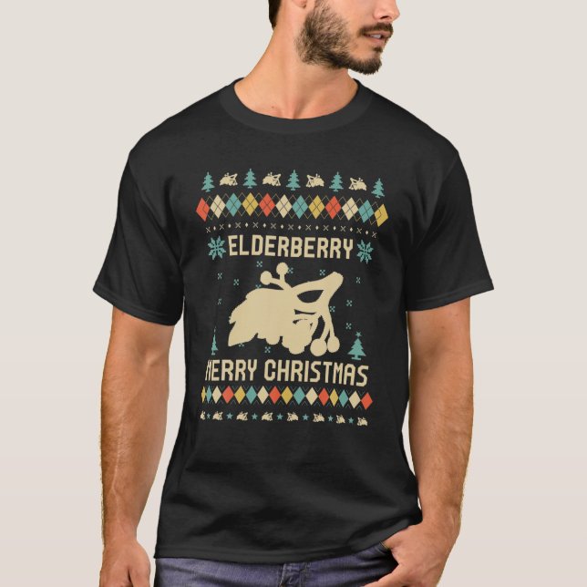 ELDERBERRY Ugly jul Sweater Vinatge Retro T Shirt (Framsida)