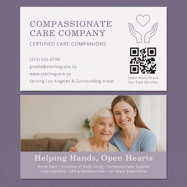 Elderly Home Help Professional QR Code Visitkort (Skapare uppladdad)