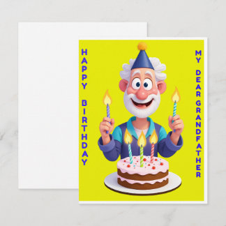 Elderly Man Holds Birthday Cake Inbjudningar