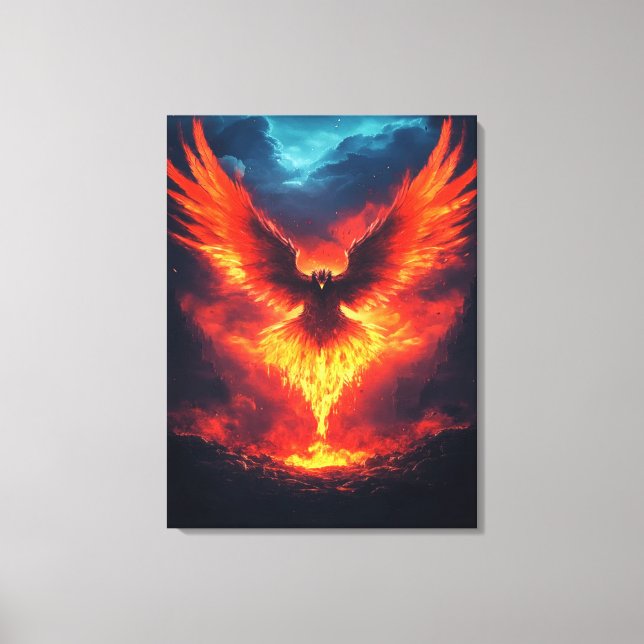 Eldfågel Fenix Stigande Canvastryck (Framsida)