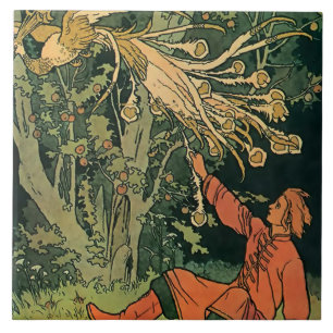 “Eldfågeln” Sagoillustration av Ivan Bilibin Kakelplatta