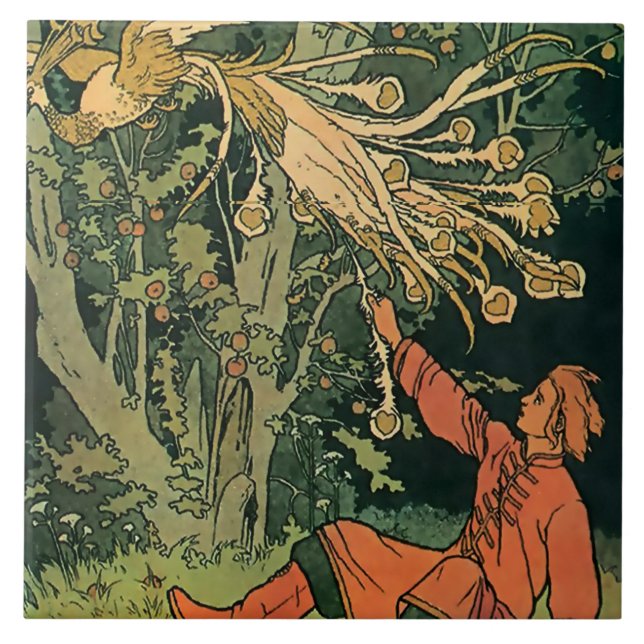 “Eldfågeln” Sagoillustration av Ivan Bilibin Kakelplatta (Framsidan)