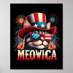 Eldfärgad katt Rolig patriotisk Kitty Cat Meowica Poster