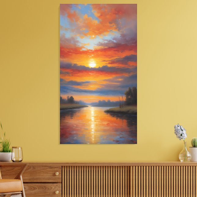 Eldflod: Lugna solnedersreflektioner Canvastryck (Insitu (Vardagsrum))