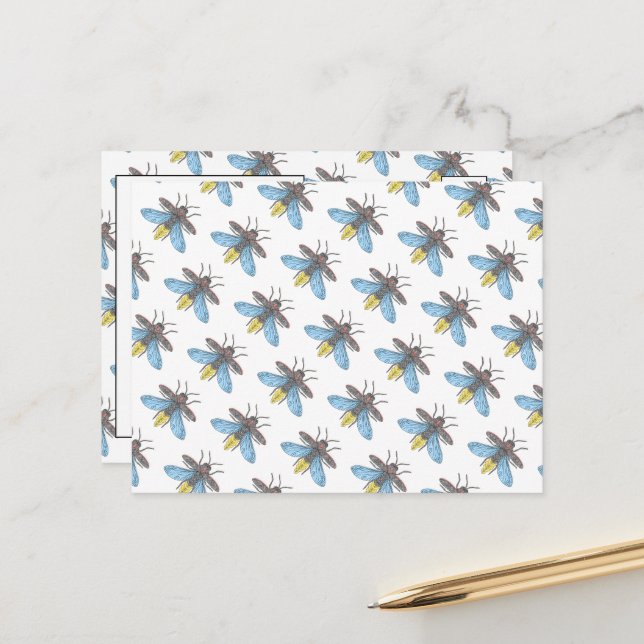 Eldfluga (vit) - vykort (Fram/Back In Situ)