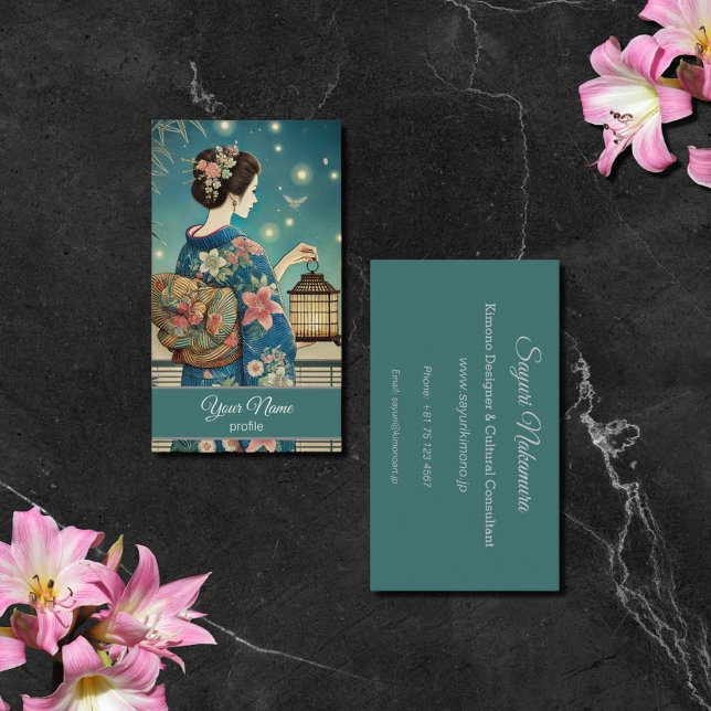 Eldflugor Elegans – Sommar Kimono Visitkort (Skapare uppladdad)