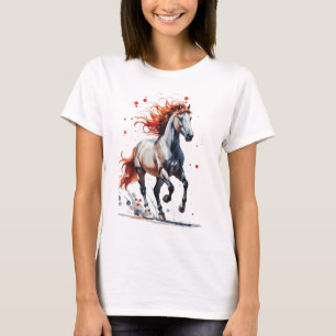 Eldfull Andlighet - Majestätisk Häst Akvarell T-Sh T Shirt