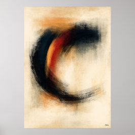 Eldglöd Enso Zen Abstrakt Konst i Japansk Sumi-ins Poster