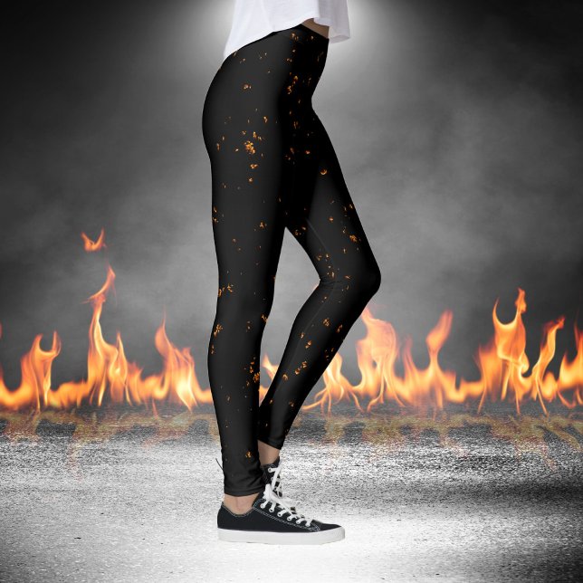 Eldgnistor Lägg över Ditt Foto Brinnande Aska Svar Leggings (Skapare uppladdad)