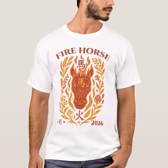 Eldhäst 2026 – Australiensisk Fusion Zodiakalkonst T Shirt (Framsida)