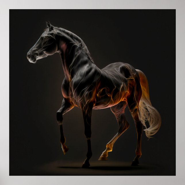 Eldhäst, Abstrakt Färg, konstutskrift av vägg Poster (Framsidan)