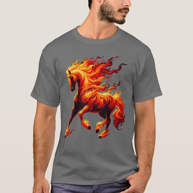 Eldhäst Djur Häst retro T Shirt (Framsida)