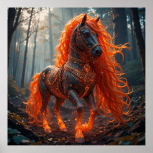 🔥 Eldhäst Fantasi Energi Flammande Man Mytisk Poster