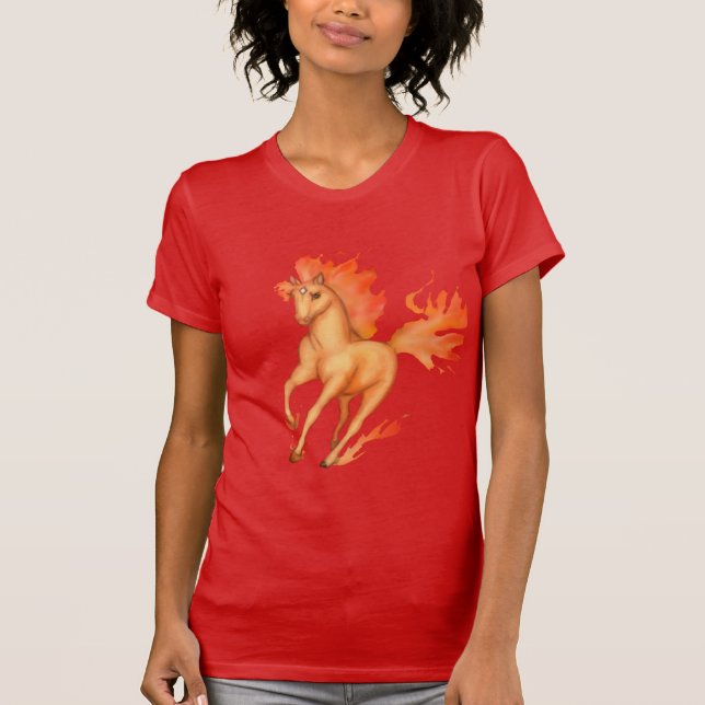 Eldhäst Fantasy Art T-Shirt (Framsida)