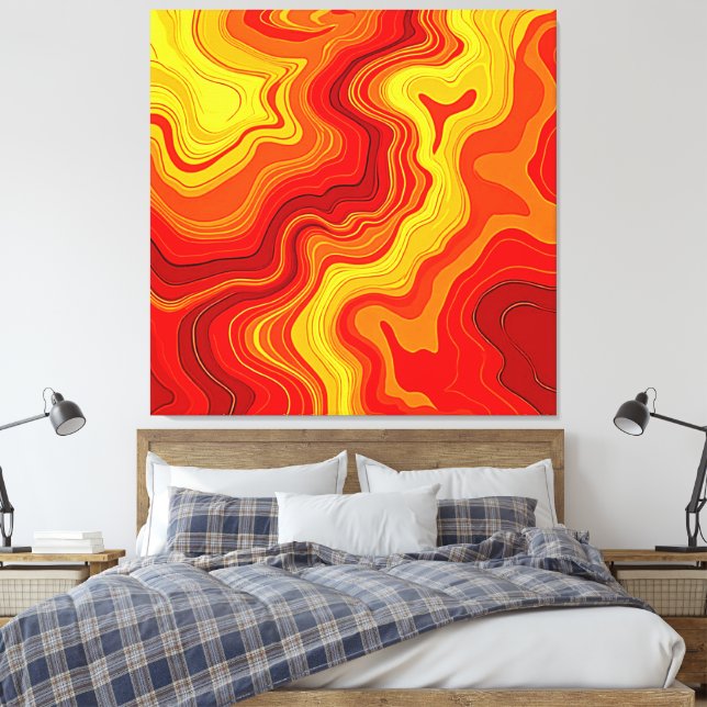 Eldig Abstrakt Topografisk Konst Canvastryck (Insitu (sovrum))