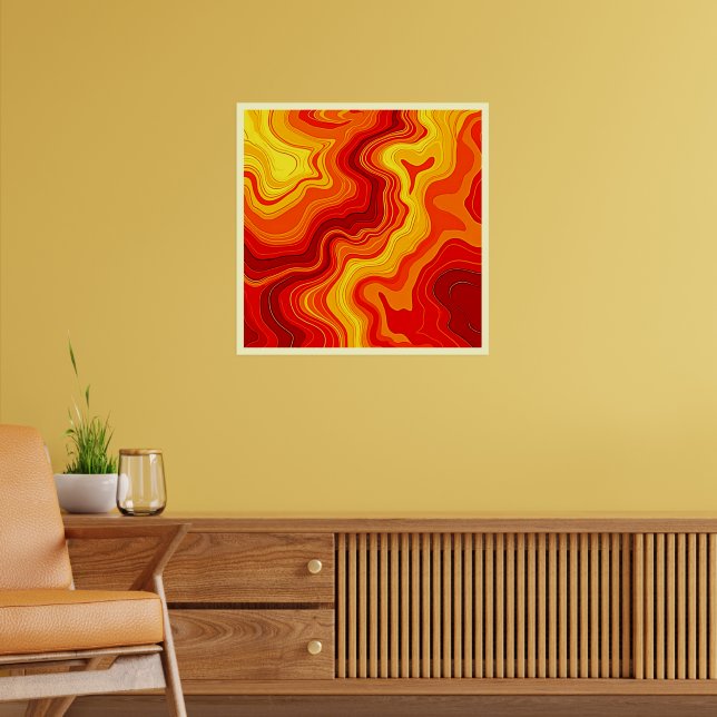 Eldig Abstrakt Topografisk Konst Poster (Vardagsrum 2)