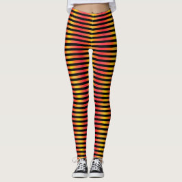 Eldig Älv Orange Rosa och Svart Randig Gradient Leggings