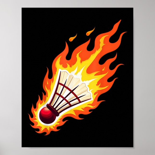 Eldig badminton flammande projektil i brand  poster (Framsidan)