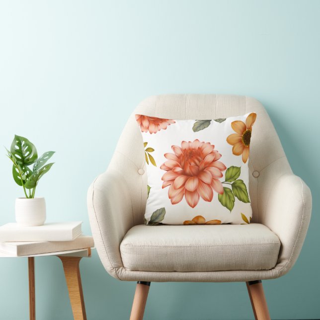 Eldig Dahlias Blomning Kudde (Stol)