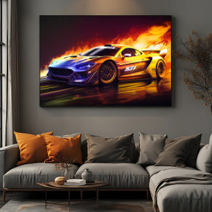 Eldig digital konst för racingbilar poster