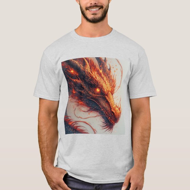 Eldig Drakhuvud som Utstrålar Intensiv Energi T Shirt (Framsida)