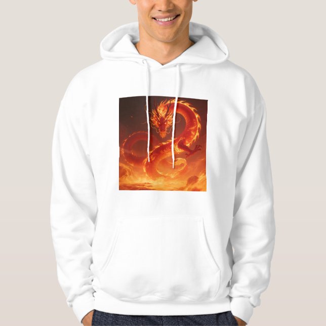 Eldig elddrake | Mythisk flamdrake Fantasi Hoodie (Framsida)