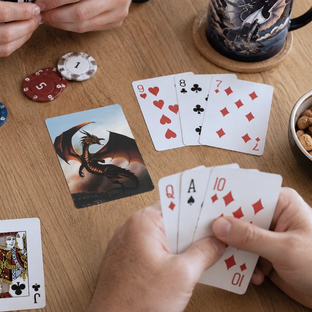 Eldig fantasydrake i bärnstensfärg spel kort (Skapare uppladdad)