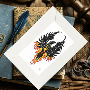 Eldig Fenix Uppstigande Eld fågel Svarta Stamtavlo Rektangulärt Klistermärke