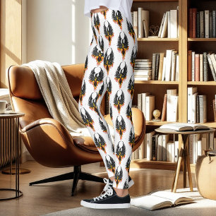Eldig Fenix Uppstigande Eld fågel Svarta Tribalfla Leggings