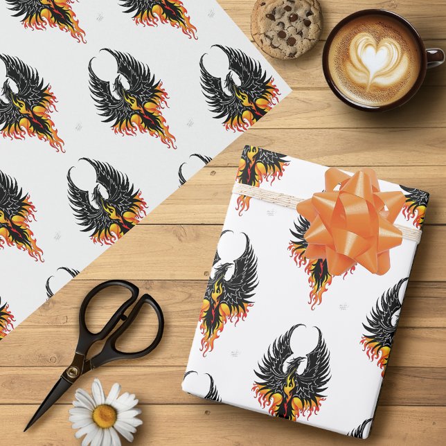 Eldig Fenix Uppstigande Eldsfågel Svarta Stamtavlo Presentpapper (Skapare uppladdad)