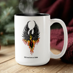 Eldig Fenix Uppstigande Eldsfågel Svarta Stamtavlo Två-Tonad Mugg