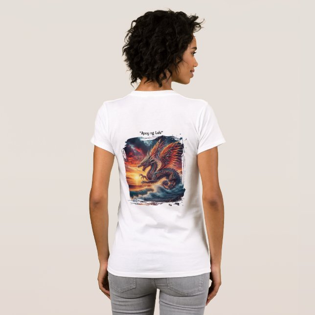 Eldig filippinsk drake på stranden t shirt (Hel baksida)