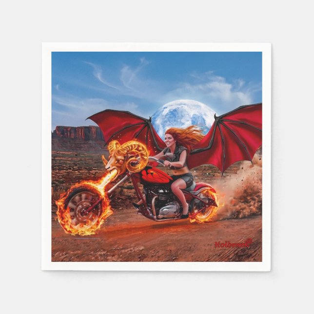 Eldig Foxella Vampire Biker Babe Pappersservett (Framsidan)