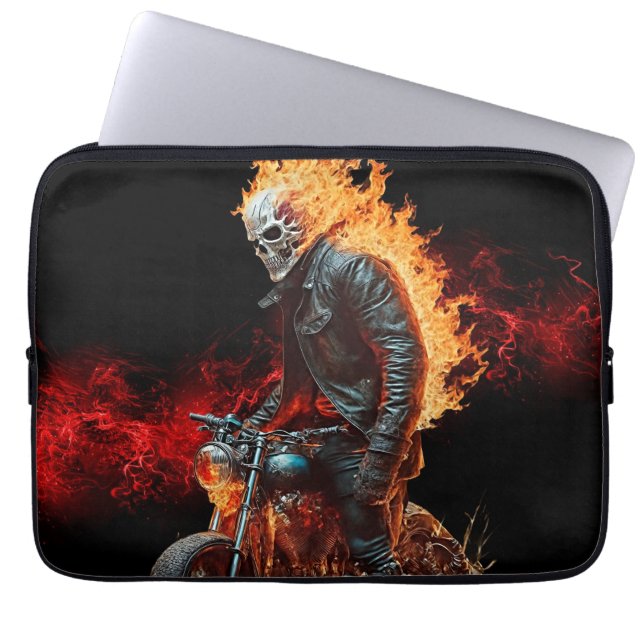 Eldig Ghost Rider-datorfodral Flamländande motorcy Laptop Fodral (Framsidan)