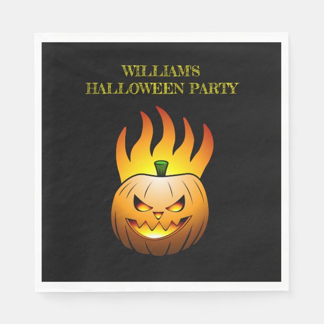 Eldig Halloween-pumpa pappersservett (Framsidan)