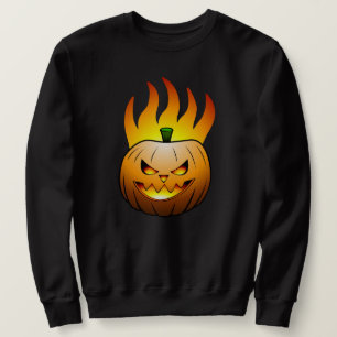 Eldig halloween-pumpaansikte lång ärmad tröja