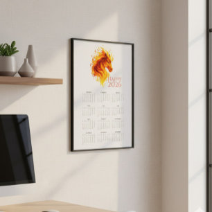 Eldig Häst 2026 Väggkalender Poster
