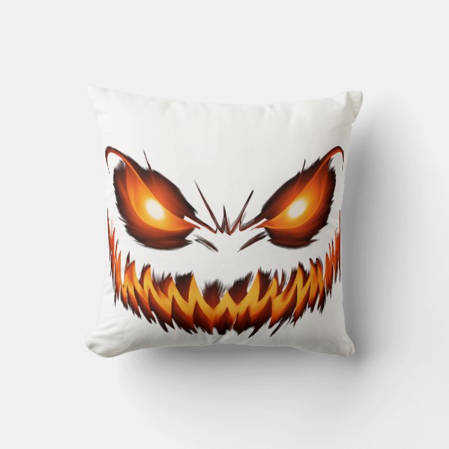 Eldig jack-o'-lantern-ansikte med glödande ögon kudde (Framsida)