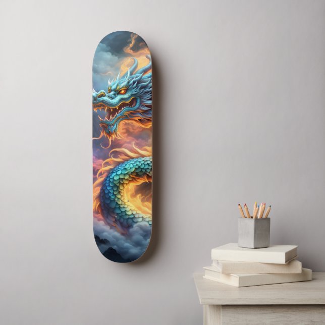 Eldig japansk drake mini skateboard bräda 18,5 cm (Väggkonst)