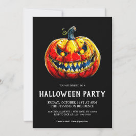Eldig Leende Pumpa Goth Halloweenfest Inbjudningar