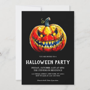 Eldig Leende Pumpa Goth Halloweenfest Inbjudningar