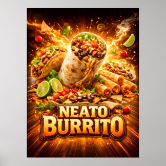 Eldig mexikansk burrito-konst poster