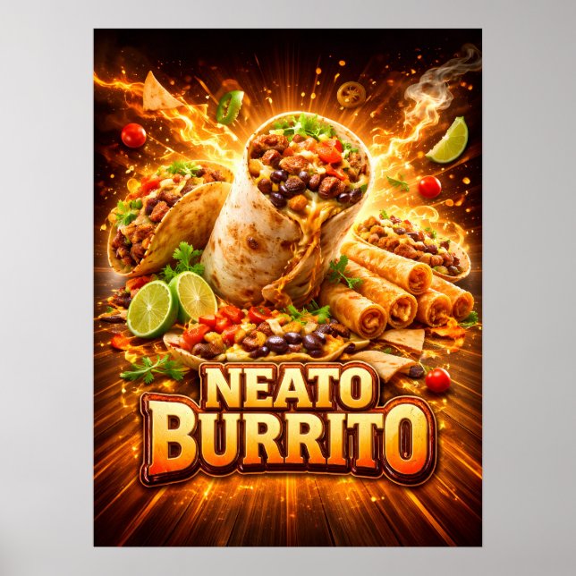 Eldig mexikansk burrito-konst poster (Framsidan)