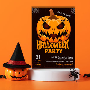 Eldig Pumpa Jack o lykta fladdrar Kuslig Halloween Inbjudningar