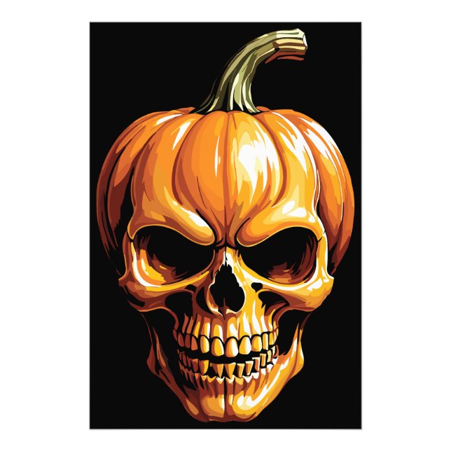 Eldig Pumpaskalle för Halloween Fototryck (Framsidan)